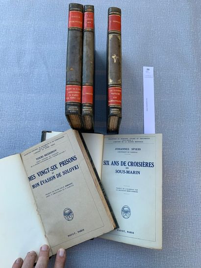 null [Guerre 1914-1918]. Un ensemble de 5 volumes, dont : Six ans de croisière en...