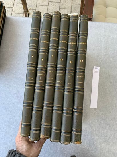 null L'Illustration. 6 volumes reliés cuir : Du n°158 du 07 mars 1846 au n°343 du...