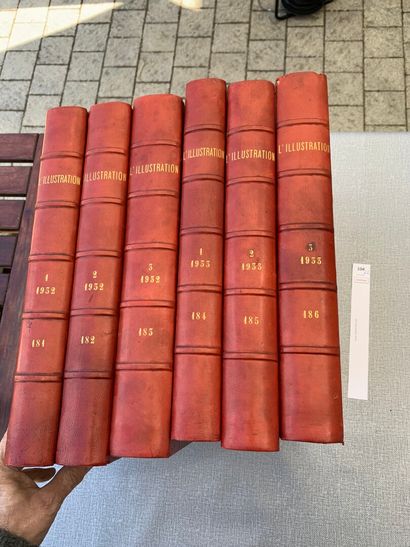 null L'Illustration. Un ensemble de 6 volumes reliés cuir : Années complètes 1932...