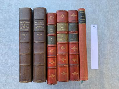 null [Mémoires XIXe] Ensemble de 3 ouvrages en 6 volumes in-8 reliés cuir : Souvenirs...