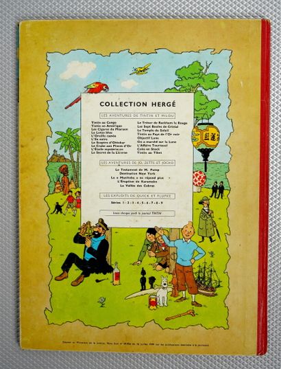 null TINTIN in Tibet. 1960. Belgian EO. 4th plate B29 (BDM). Red cloth spine, light...