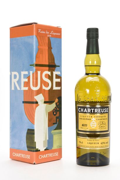 null 1 B CHARTREUSE JAUNE LA REINE DES LIQUEURS Édition limitée 70 cl 43% (étui)...