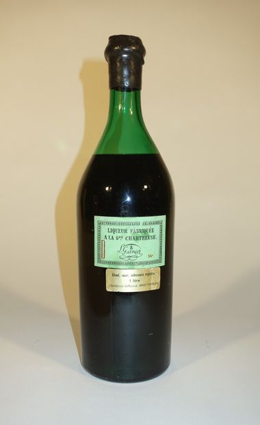 null 1 B CHARTREUSE VERTE V.E.P. 100 cl 54% (mise en bouteille l'an 1974) (6 cm;...