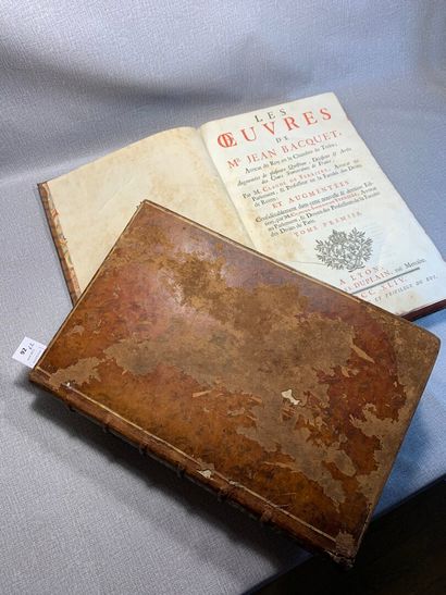 null [Droit]. Les oeuvres de Jean Bacquet. 2 volumes in-folio reliés plein cuir....