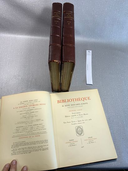 null Catalogue de la Bibliothèque de René Descamps-Scrive. 3 volumes reliés cuir....