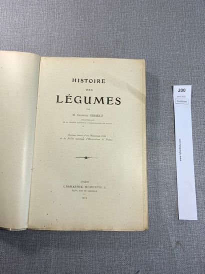 null Georges Gibault. Histoire des légumes. 1 volume in-8 broché. Paris, 1812.