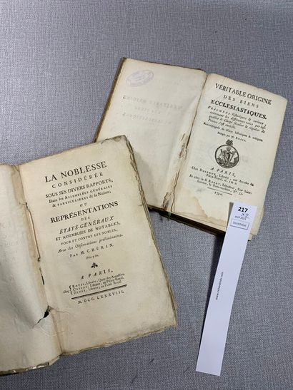 null [Révolution Française]. Un ensemble de 2 volumes : Véritable origine des biens...