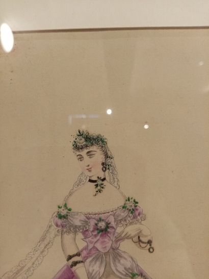 null Charles FILATTE 

Femme à la robe violette 

Dessin de mode 

28 x 22 cm 

...