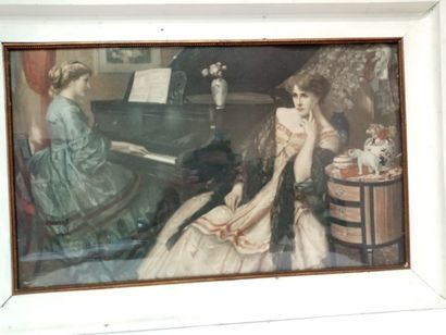 null D'après Fernand TOUSSAINT, élégante et femme au piano

Gravure en couleur

41...