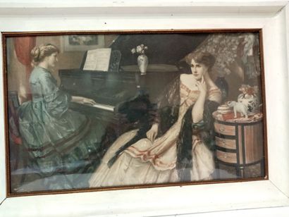 null D'après Fernand TOUSSAINT, élégante et femme au piano

Gravure en couleur

41...