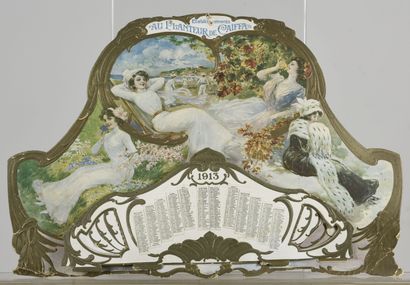 Au planteur de Caïffa, Calendrier Publicitaire 1913 
H. 32 cm - L. 46 cm 
(un angle...
