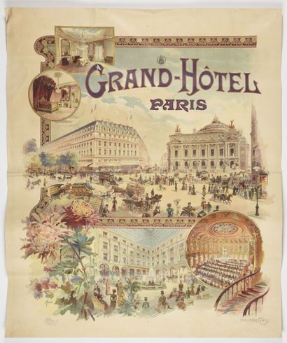  TAMAGNO, Grand Hôtel Paris , Camis 
90 X 108 cm 
(pliures, déchirures, manque à...