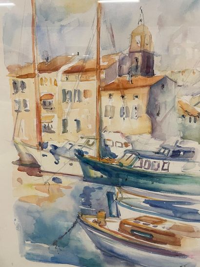 null Theopla 

vue du port de Saint Tropez

aquarelle sur papier

61 x 64 cm

signée...