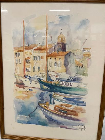 Theopla 
vue du port de Saint Tropez 
aquarelle...