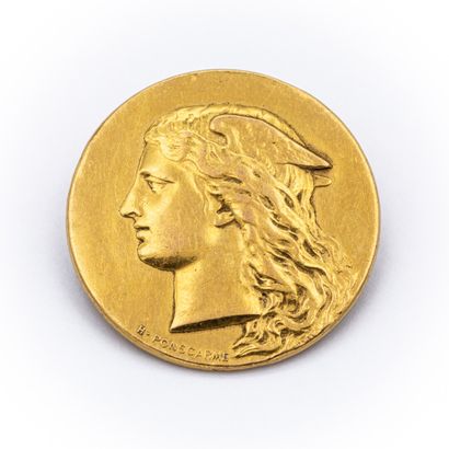 Broche en or jaune 18 k (750) médaille de...