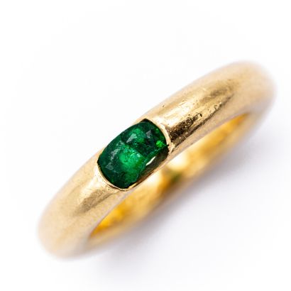 null Cartier Signée et N°B51 355.1992. Bague jonc en or jaune (750) 18K demi serti...