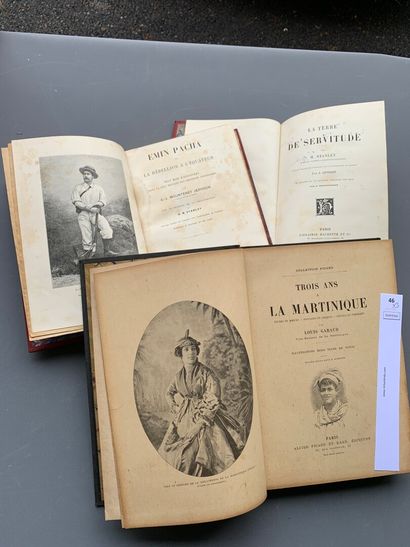 null [Voyage]. Un ensemble de 3 volumes : La terre de servitude par H. Stanley (1875) ;...