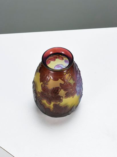 null Emile GALLE (1846-1904)

Vase de forme oblongue en verre doublée à décor dégagé...