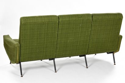 null Pierre GUARICHE (1926-1995) 

Sofa model Troïka with black lacquered metal base...