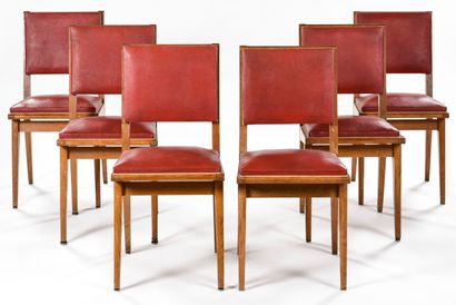 LA METEORE 
Suite of six chairs with compass...