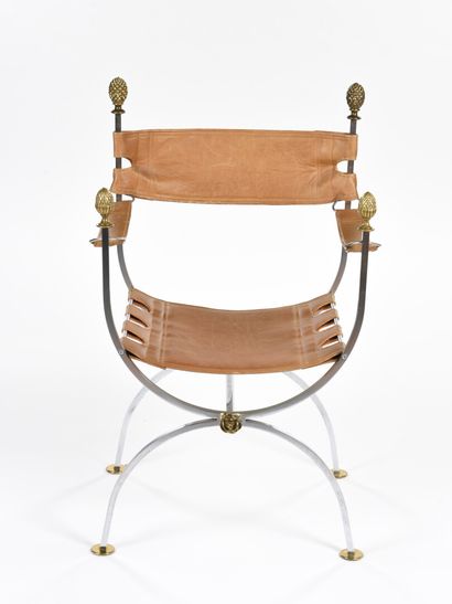 null MAISON JANSEN In the spirit of

pCurved armchair with a wrought iron and gilded...