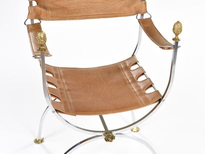 null MAISON JANSEN In the spirit of

pCurved armchair with a wrought iron and gilded...