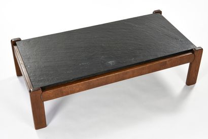 null FRENCH WORK 1960

Rectangular coffee table in solid oak stained dark where rests...