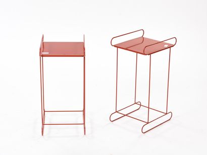null Andrée PUTMAN (1925 - 2013) 

Pair of side tables with a wire structure on which...