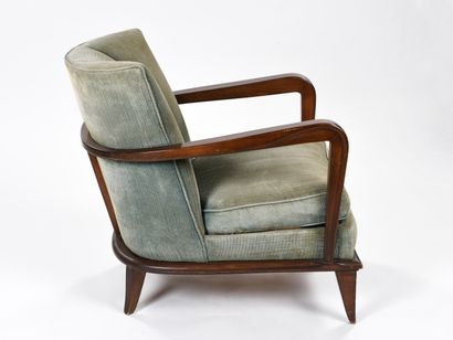 null ETIENNE-HENRI MARTIN (1905-1998) 

Low gondola armchair in natural wood with...