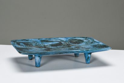 null Jacques BLIN (1920-1995)

Table top with zoomorphic incised decoration and blue...