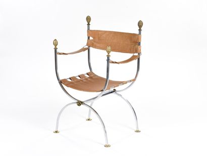 null MAISON JANSEN In the spirit of

pCurved armchair with a wrought iron and gilded...