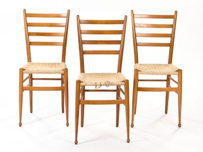 null WORK 1960



Suite of three chairs with solid beech structure, backrest with...
