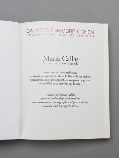 null MARIA CALLAS

Souvenir d'une légende, catalogue vente aux enchères Calmels Drouot...