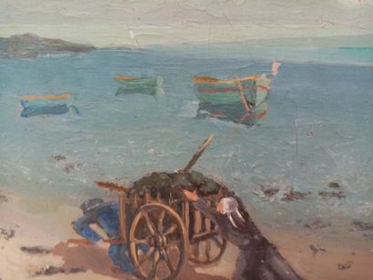 null A. LAMOUSSIERE (XXE) 

Charette sur la plage 

Huile sur toile 

33 x 46 cm

(craquelures,...