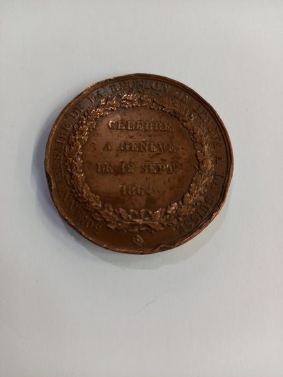 null Médaille commémorative septembre 1814 en cuivre célébré à Geneve en 1864. Anniversaire...