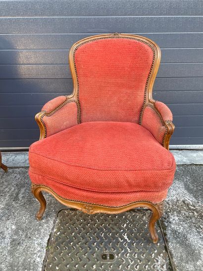 null Paire de fauteuils garniture rouge