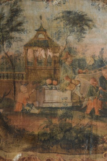  Ecole française 18ème siècle 
La visite du mandarin dans un paysage de pagode et...