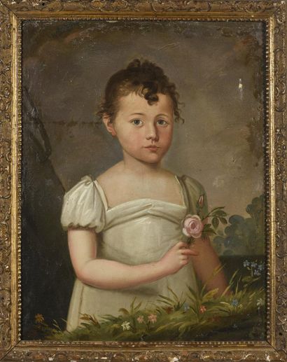  Antoine MOLINARI (1655-1704) 
Louise Gabrielle FAURE tenant une rose 
Huile sur...