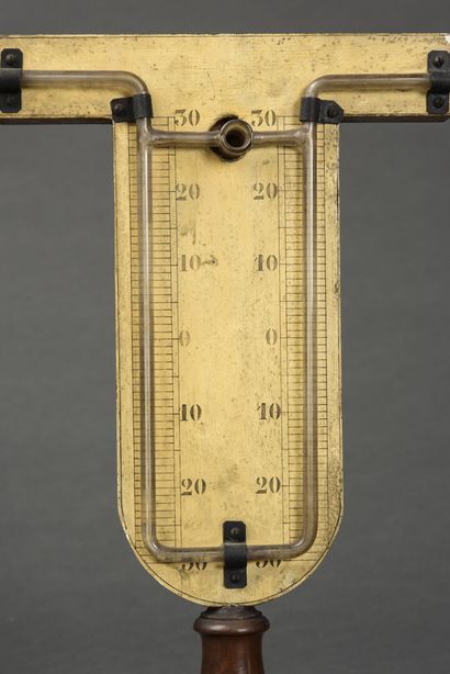 null Double thermometer with graduations 

Wood and blown glass

19th century.

H...