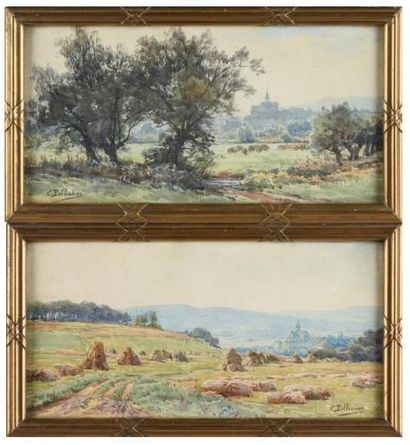 C. PELLISSIER 
Pair of landscapes 
Watercolor...