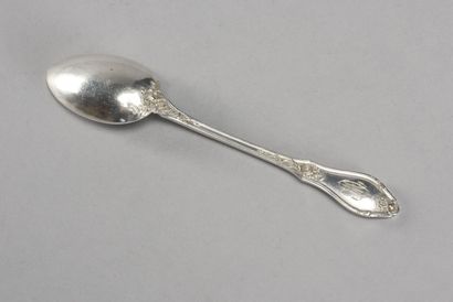 null Twelve small silver spoons, monogrammed style 1900, Minerve mark, MO: ROUSSEL...