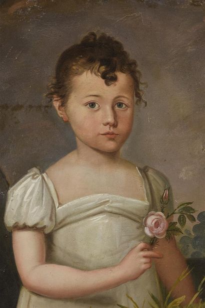 Antoine MOLINARI (1655-1704) 
Louise Gabrielle FAURE tenant une rose 
Huile sur...