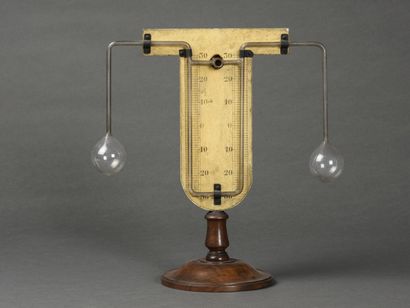 null Thermomètre double avec graduations 

Bois et verre soufflé

19ème siècle.

H...