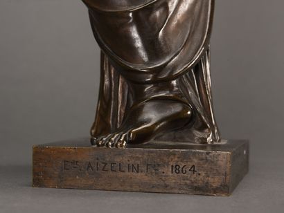 null Eugène Antoine AIZELAIN (1821-1902), 

Pandore 

épreuve en bronze patiné 

Signée...