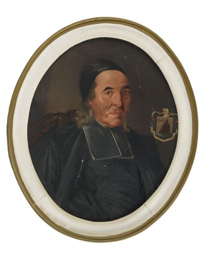  Ecole française fin 18ème siècle 
Portrait de l'abbé Alexandre Charles de MONTGOLFIER,...
