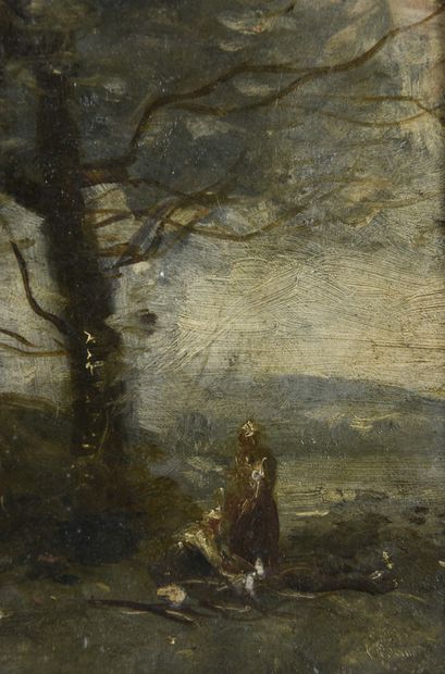 null In the taste of COROT 

Landscape,

Study on panel, unsigned 

22 x 17 cm

...