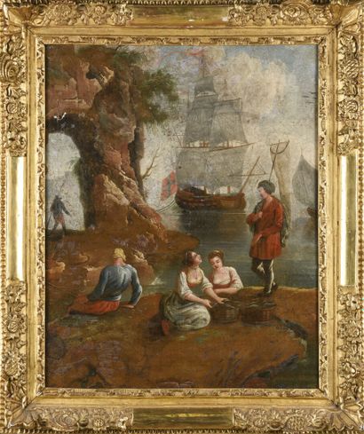 null After VERNET

Ship at anchor near a cave

Oil on canvas

70 x 82 cm

Gilded...