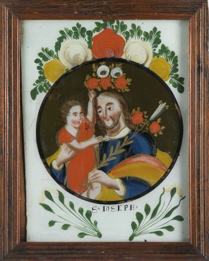 null [ALSACE] Trois peintures sous verre 18ème siècle

Joachim et Marie, Saint Joseph...