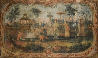 null French school 18th century 

The visit of the mandarin in a landscape of pagoda...