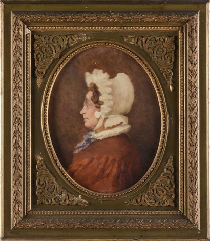  Ecole Lyonnaise du 19ème siècle 
Portrait de Madame David LYON 
Huile sur toile...